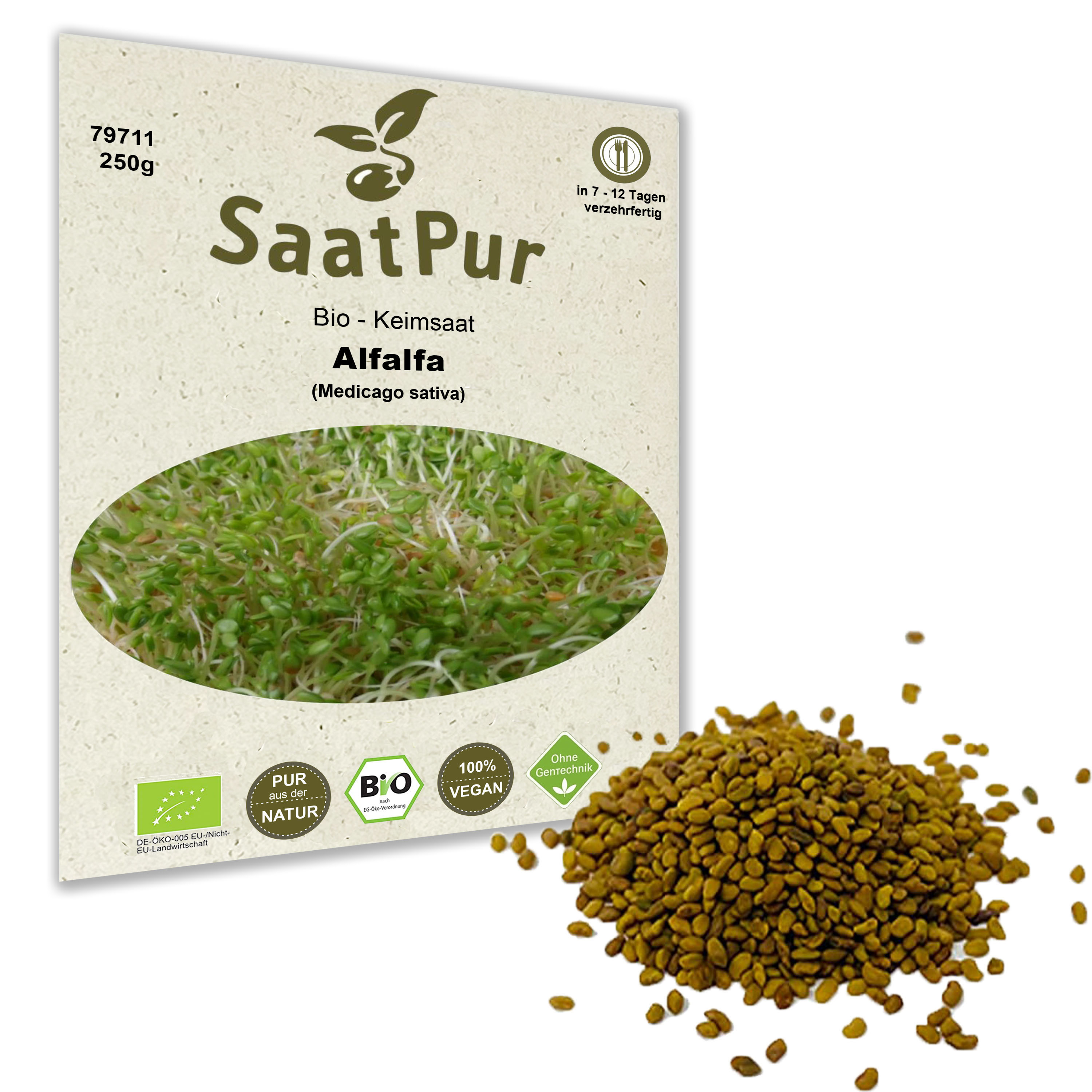 BIO Keimsaat für Sprossen Alfalfa Samen Keimsprossen Microgreens Vegan Öko