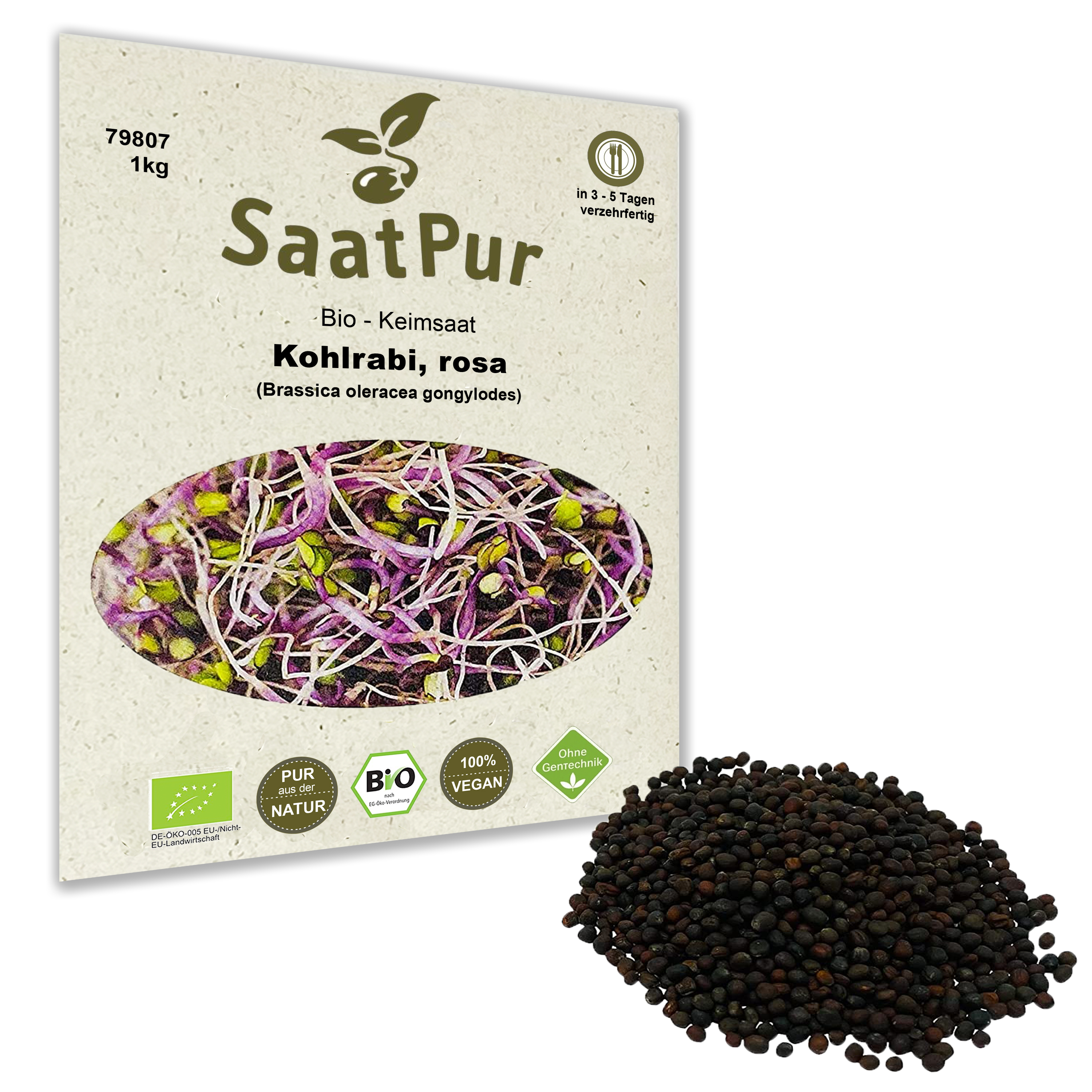 BIO Keimsaat Kohlrabi Rosa Keimsprossen Microgreen