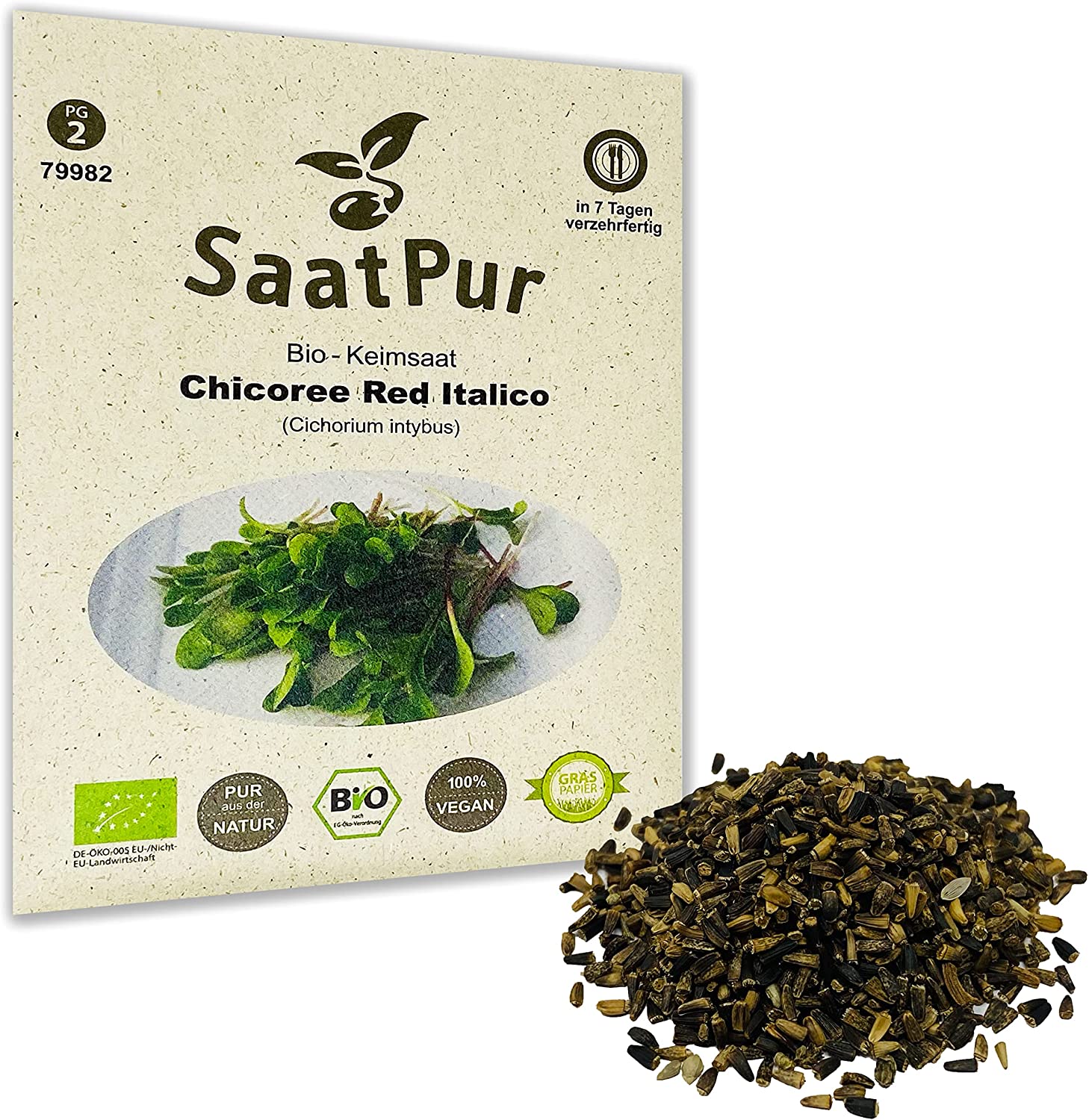 BIO Keimsaat für Sprossen Chicory Red Italico Samen Keimsprossen Vegan Öko
