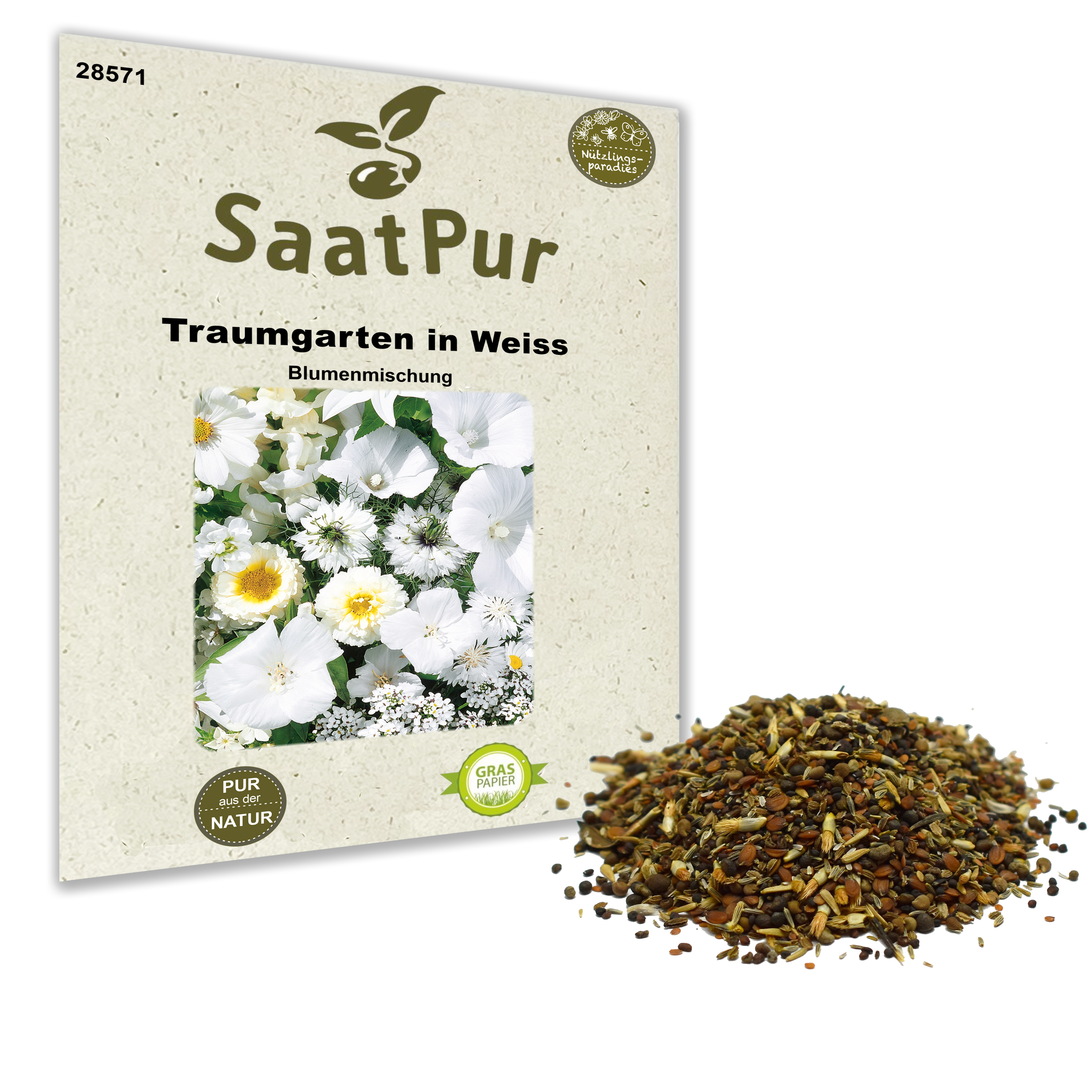 Sommerblumenmischung Traumgarten in Weiß