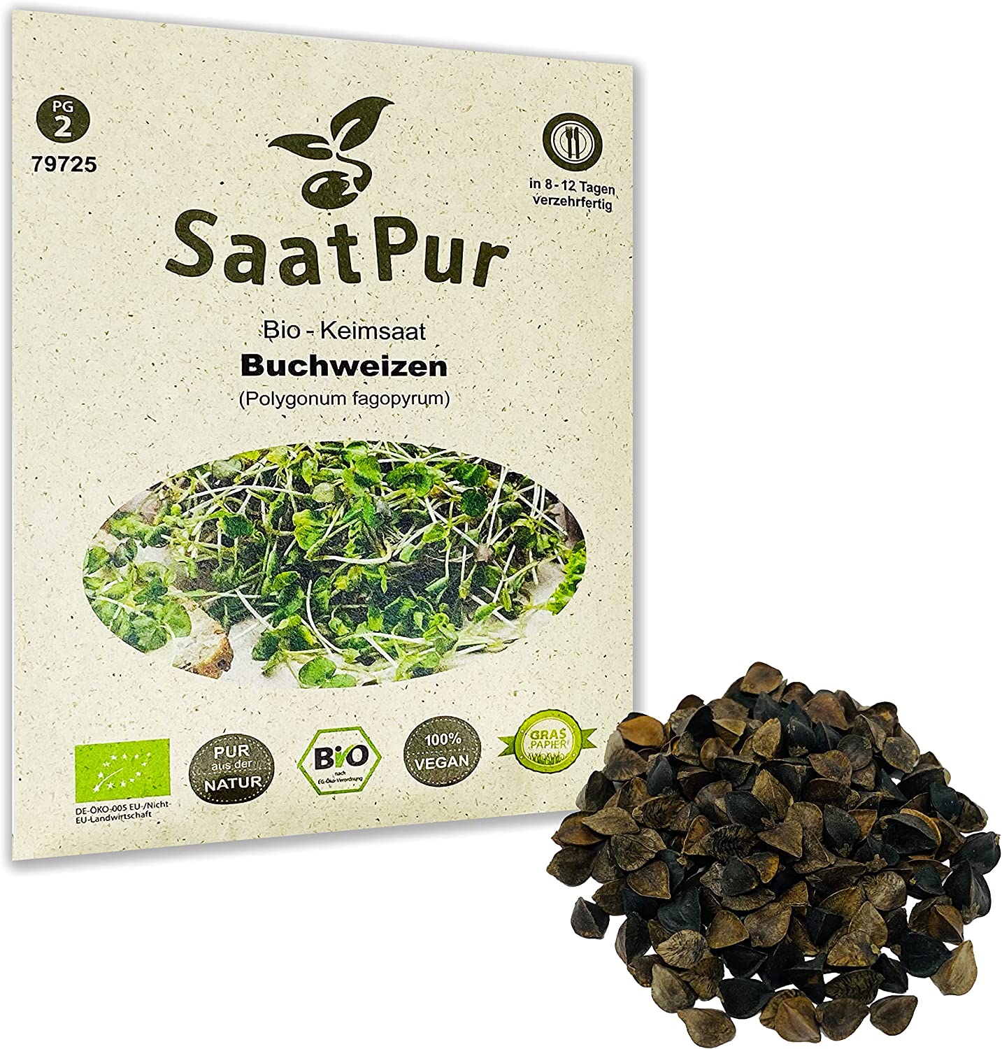 Bio Keimsprossen Buchweizen Keimsaat Sprossen Mikrogrün 90g