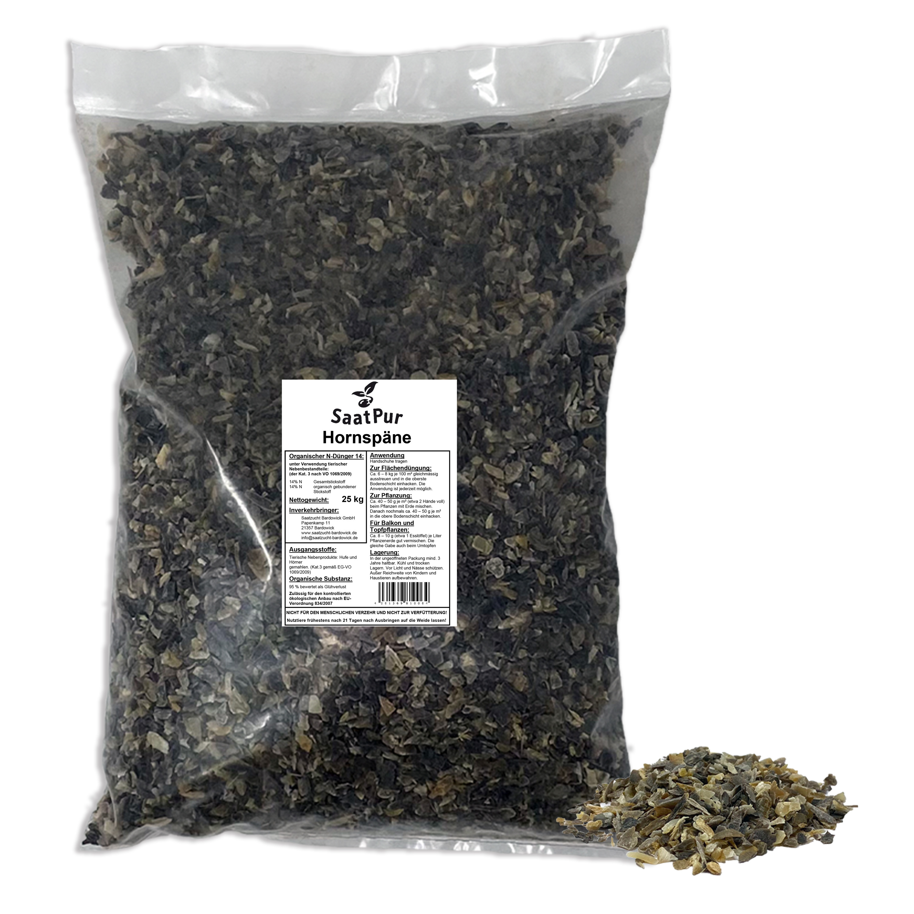 SaatPur® Hornspäne Horndünger Naturdünger Garten Gemüse Blumen biologischer Landbau