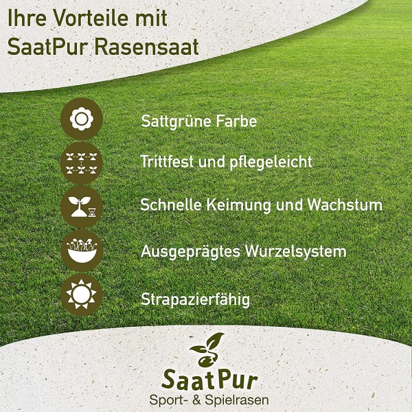 SaatPur® Rasensamen Sport- und Spielrasen 1kg | Seedshop24 - Saatgut ...