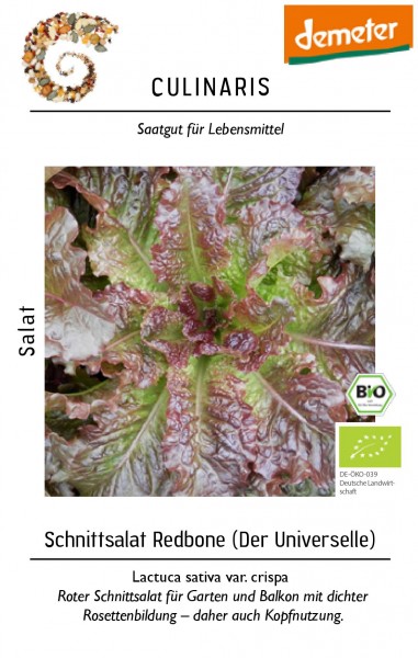 Schnittsalat Redbone für ca. 100 Pfl. Bio Schnittsalat - Bio Samen - Bio Saat - Bio Gemüsesamen - De