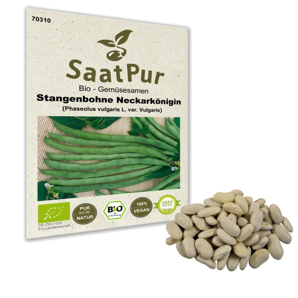 Bio Gemüsesamen Stangenbohne Neckarkönigin 50g grüne Gartenbohne