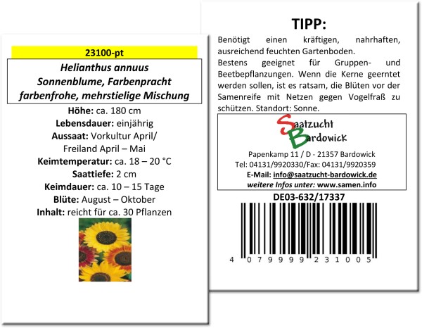 Sonnenblume Farbenpracht, Mischung