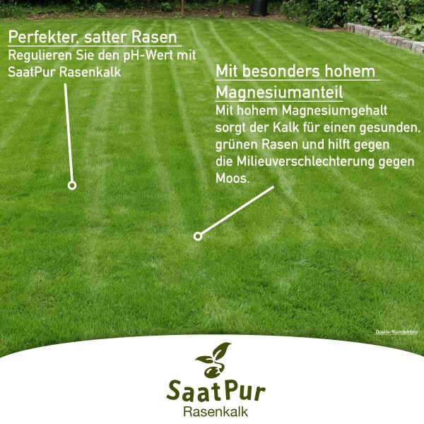 SaatPur® Rasenkalk 20 Kg für ca 400 qm Gartenkalk gegen Moos