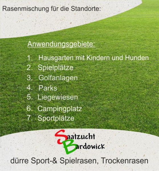Dürreresistente Rasenmischung Sport + Spielrasen  strapazierfähig - grün trockener Standort Trocke