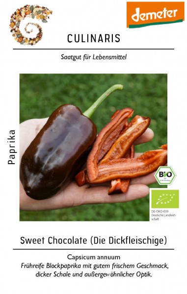 Paprika Sweet Chocolate 15 Korn Bio-Gemüsesamen - Bio Paprika