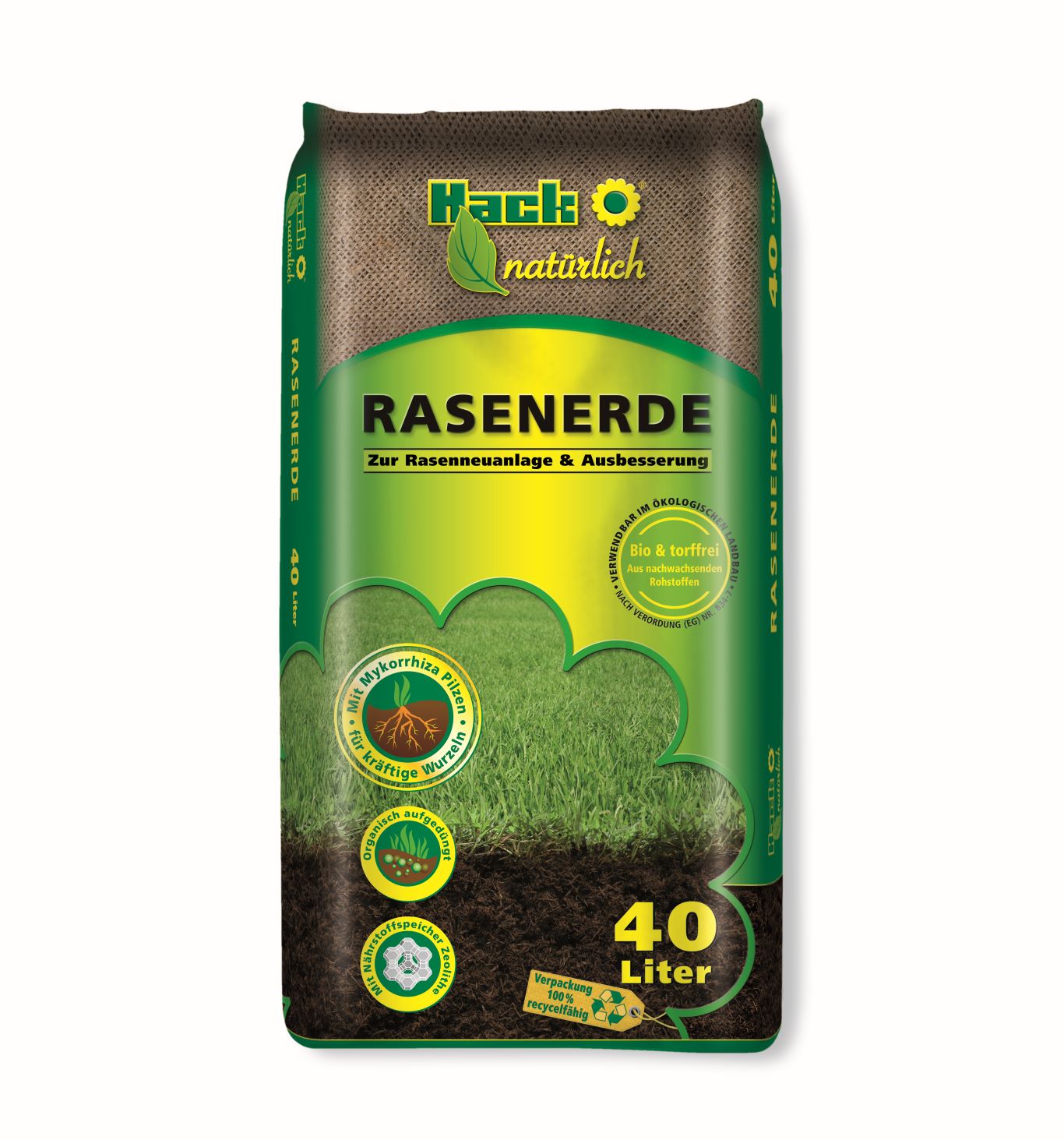 Bio Rasenerde für Rasenneuanlagen und Ausbesserung Torffrei 40 Ltr